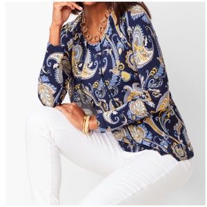 Talbots Classic Paisley Blue PXL Cardigan